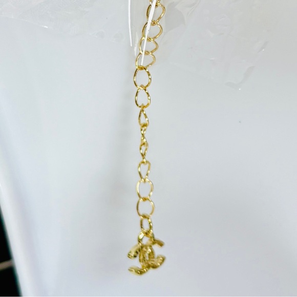 A-1FN-9: NECKLACE: Gold-Tone Monogram w/Rhinestone Pendant, NWOT - Picture 7 of 11